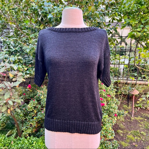 Banana Republic Sweaters - NWOT Banana Republic Metallic Short Sleeve Sweater Black Sz. S